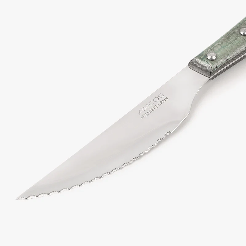 Cuchillo Chuletero Madera de Chopo Comprimida Tinte Azul 110 mm - Image 3