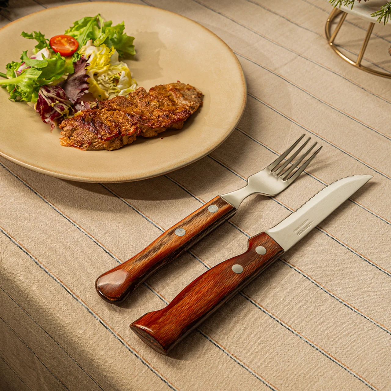 Cuchillo Hoja ancha para Churrasco Madera de Haya Comprimida 120 mm - Image 2