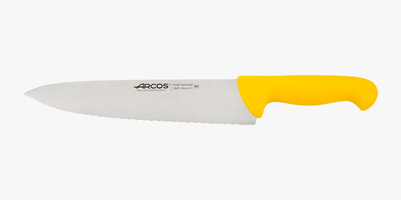 Cuchillo Cocinero Filo Serrado color amarillo Serie 2900 250 mm