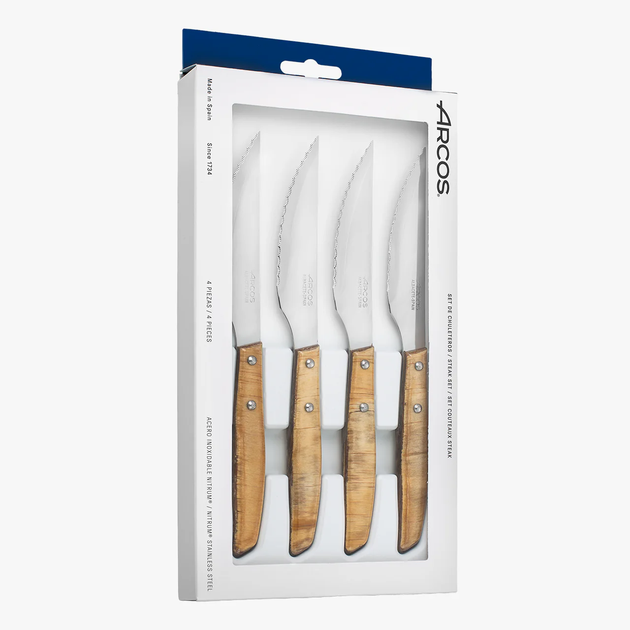 Set 4 pzas. - Cuchillo Chuletero Madera de Chopo Comprimida - Image 6