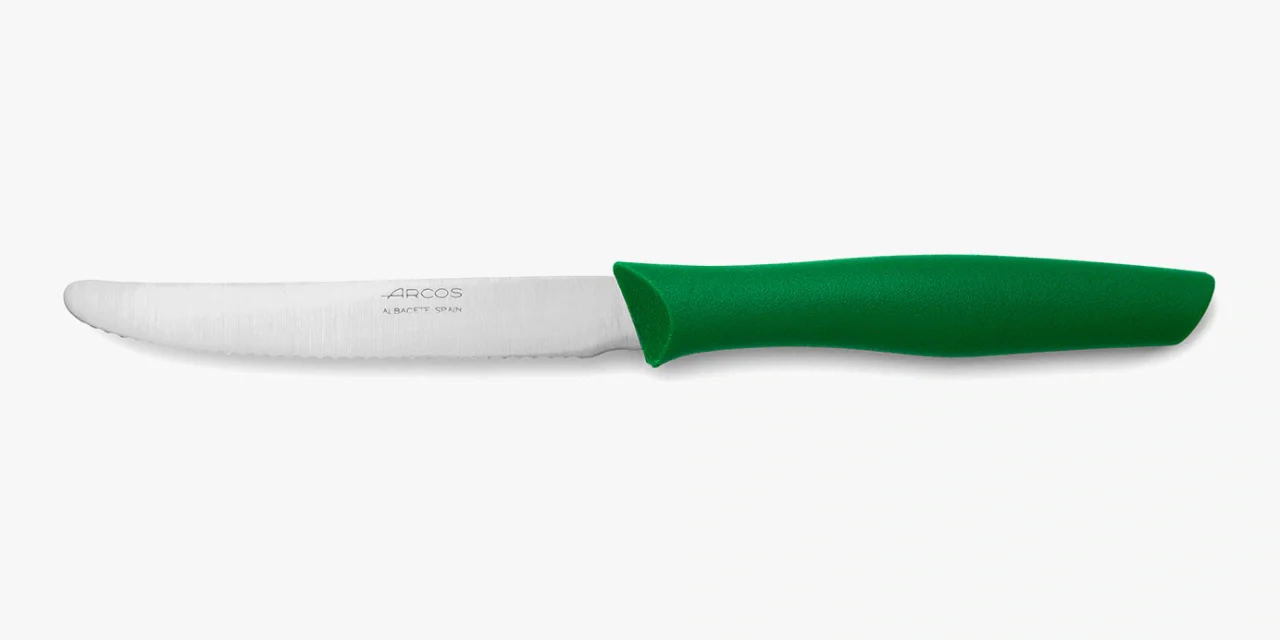 Cuchillo Mesa Color Verde Con Sierra Serie Nova 110 mm
