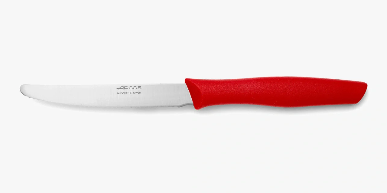Cuchillo Mesa Color Rojo Con Sierra Serie Nova 110 mm