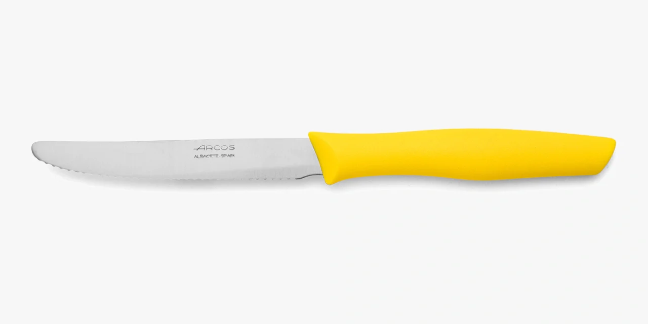 Cuchillo Mesa Color Amarillo Con Sierra Serie Nova 110 mm