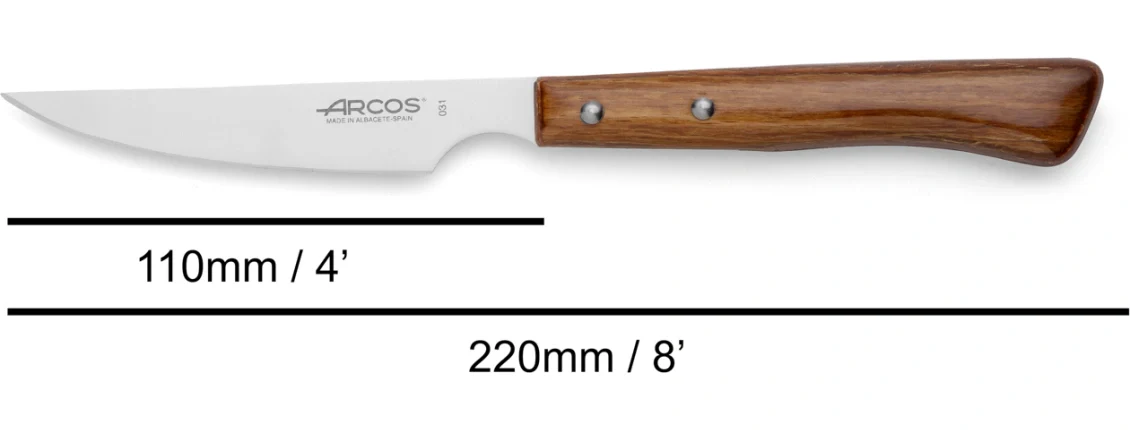 Set 6 Pzas. Cuchillo Chuletero Madera de Haya comprimida Filo Liso 110 mm - Image 2