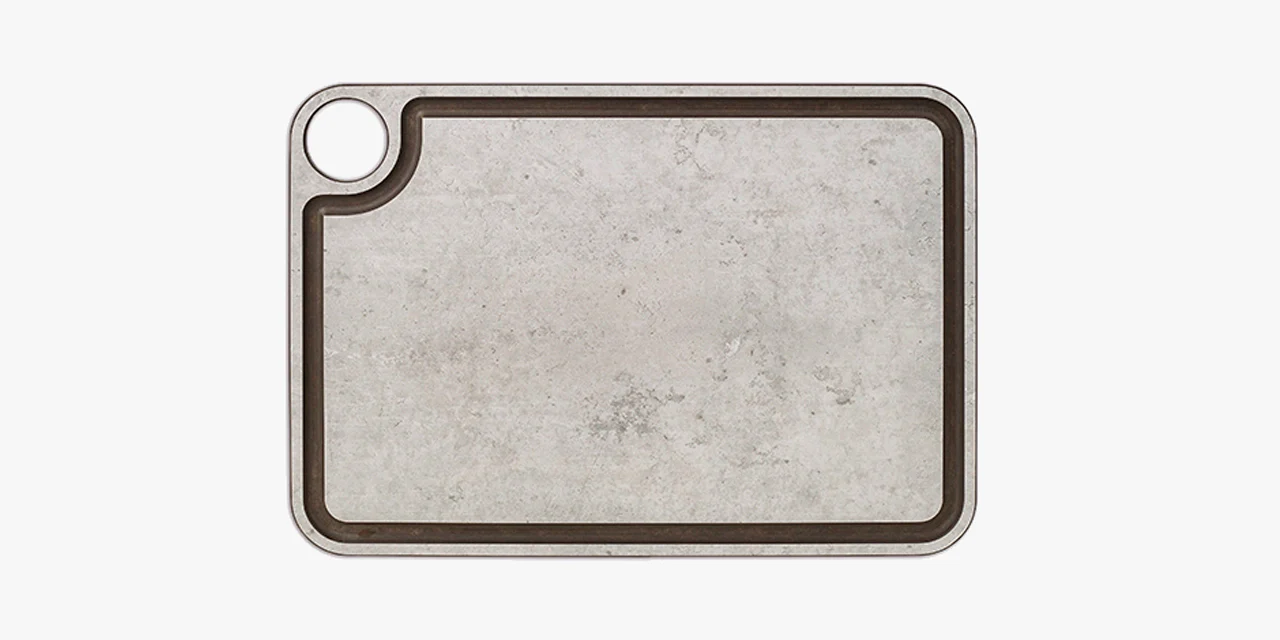 Tabla de corte gris con canal y colgador 330 x 230 mm