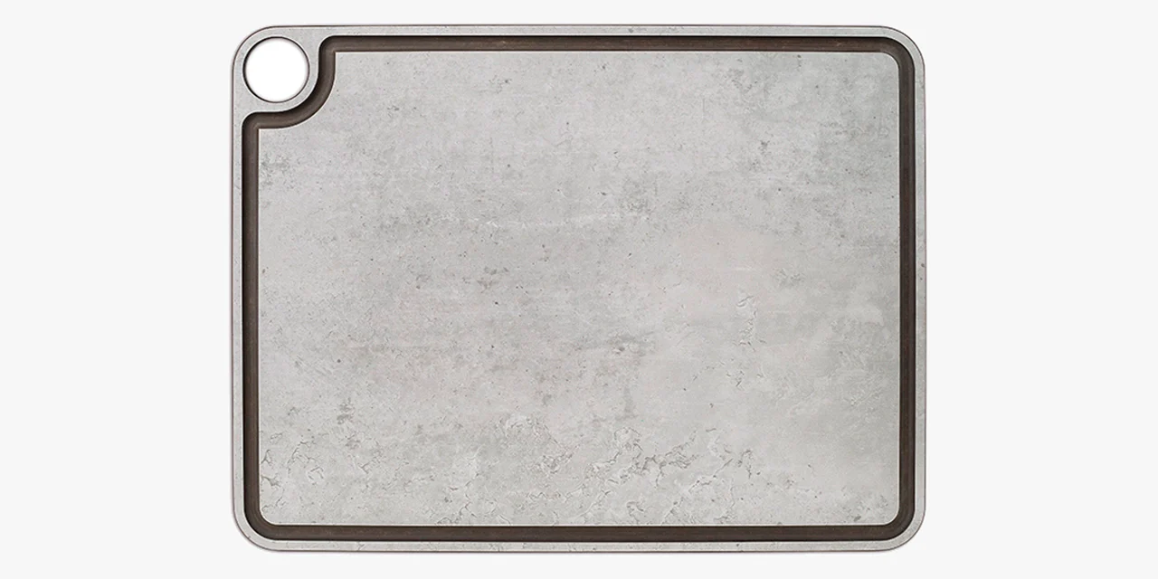 Tabla de corte gris con canal y colgador 427 x 327 mm